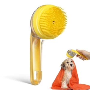 Spazzola da bagno per cani in silicone morbido 2 in 1 dispenser sapone gatto animale domestico massaggio doccia spazzola - Foto 1 di 11