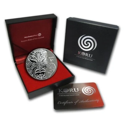 New Zealand - 2013 -  1 OZ Silver Proof  Coin -  Maori Art - Koru - Image 1 of 3