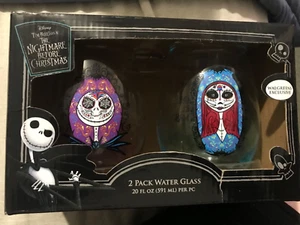 Nightmare Before Christmas Water/Wine Glasses-Jack&Sally-2Pk 20oz-NEW - Picture 1 of 4