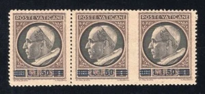 1945 Vatican City. SC#105 Var. Sass#94g. Mint, Never Hinged, FVF. Strip of 3 - Picture 1 of 2