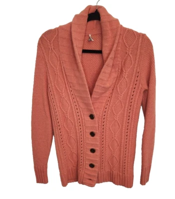 Cárdigan tejido con cable Fossil para mujer mezcla de lana cachemir chal cuello extra pequeño Foto 1 de 4