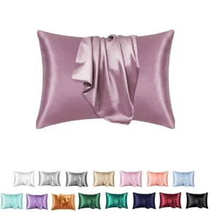 2pcs Breathable Silk Satin Pillowcase 20" x 36" Pillow Cases Women - Picture 1 of 12