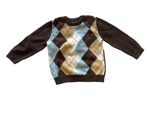 Kids Size 3T Cherokee Brown Argyle Sweater 100% Cotton - Picture 1 of 4