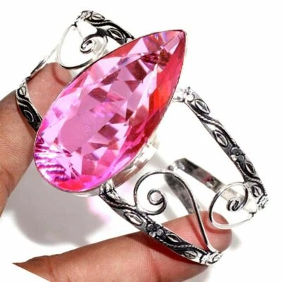 Bracciale donna autentica tormalina rosa naturale con GARANZIA argento 925 NUOVO - Immagine 1 di 2