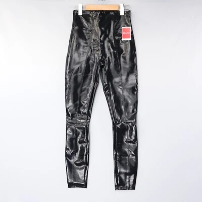 Spanx Womens Leggings Faux Leather Patent High Waist Black Glossy Shine Size NWT - Imagem 1 de 4