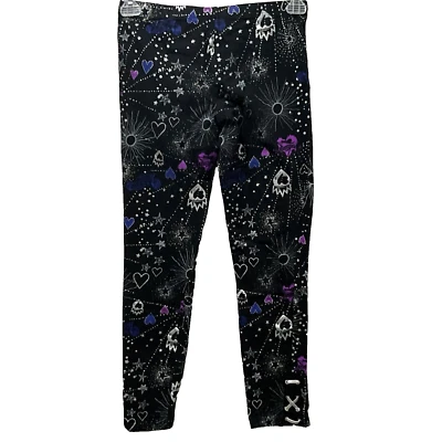 DISNEY D-SIGNED DESCENDANTS BLACK SILVER BL. PURPLE WICKED LEGGINGS SIZE L 14/16 - Image 1 of 4