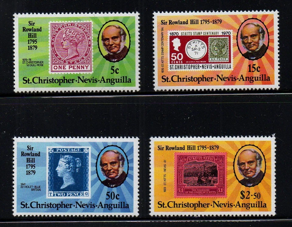 ST. CHRISTOPHER NEVIS ANGUILLA, SCOTT # 384-387, MNH SET - SIR ROWLAND HILL 1979 - Image 1 of 1
