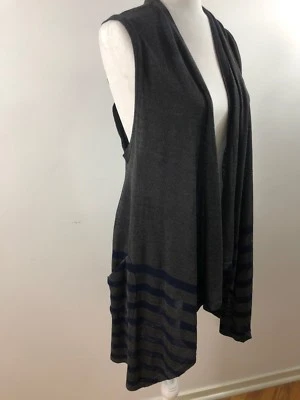 Suéter plumero Cecico para mujer sin mangas largas gris azul marino a rayas S Foto 1 de 4