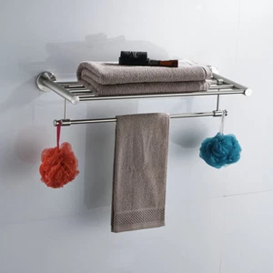 Towel Rail Holder Bathroom Brushed Nickel Accessory Sets Storage Rack Shelf i - Picture 1 of 12