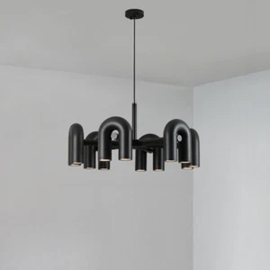 Postmodern Minimalist U-shaped Chandelier 12 Light Art Geometric Indoor Lighting - Picture 1 of 7