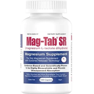 Mag Tab SR Magnesium L Lactate Dihydrate 84mg Caplets Dietary Supplement 100ct - Picture 1 of 3