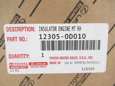 Montaje motor trasero derecho genuino OEM Toyota 12305-0D010 1998-2002 Corolla Foto 1 de 4