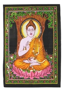 Indian Hindu Buddhist Buddha Sequined Wall Hanging Fair Trade 43 x 55 cm - Picture 1 of 6