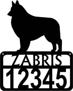Insegna cane personalizzata Belga Tervuren con nome e numeri civici - Made in USA - Foto 1 di 1