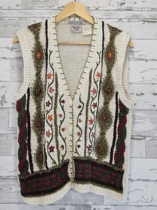 Huntington Ridge Vintage Hand Knitted Ramie Blend Vest Sweater Large Cottage - Picture 1 of 8
