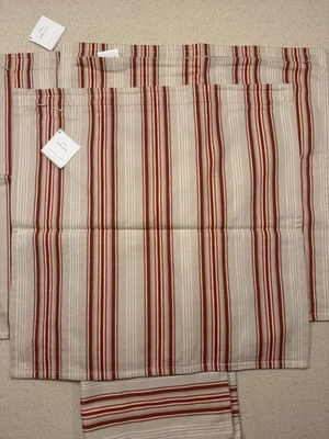 Pottery Barn Red Tan Stripe 20” x 20” Cotton Pillow Cover Shams Set Of 4. - Image 1 of 4