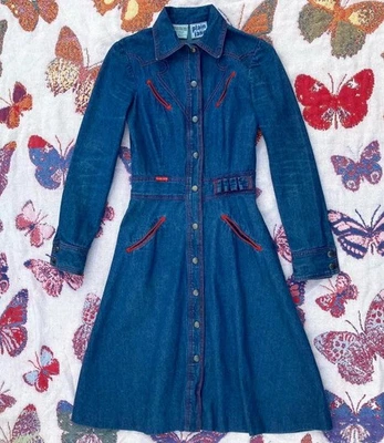 Vestido vaquero occidental Jane By Danuta liso años 70 Foto 1 de 3