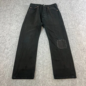 Vintage Levi's 501 Mens Jeans Regular Straight 30 30 Dark Black Patchwork 90s - Picture 1 of 12