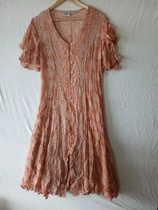 Vintage Bila Wedding Guest Floral Button Down Dress Medium Ruffled Short Sleeve - Picture 1 of 8