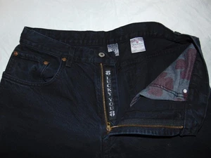Vintage Lucky Brand 91 Dungarees Jeans 34 Relaxed Fit Long Length Zip Fly Black - Picture 1 of 8