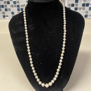 14k White Gold Knotted Gradual Pearl 17.5” Necklace Fine Jewelry Vintage Old - Picture 1 of 8