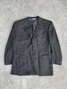 Brioni Gray Blue Lucca Windowpane Wool Cashmere Blend Blazer Men’s 42R - Picture 1 of 12
