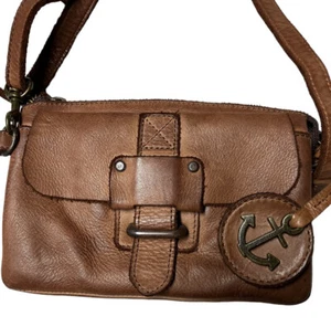 HARBOUR 2nd LUNA BROWN WEATHERED LEATHER CROSSBODY PURSE ADJ STRAP - Picture 1 of 10