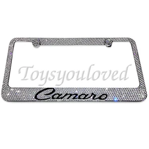 Camaro Jet black Crystal Bling License Plate Frame made with Swarovski Element - Picture 1 of 1