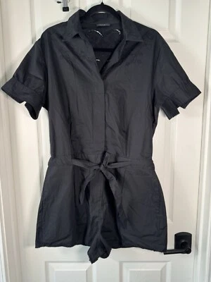 Rag & Bone Surplus Black Cotton Cutout Short Romper Collared Boho Size Large - Image 1 of 4
