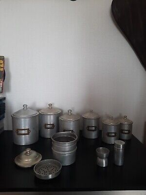 Série De 6 Pots à épices En Aluminium Vintage Et Accéssoires • 35€
