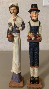 De colección Windsor Peregrino Pareja Estatuillas Acción de Gracias Cosecha Otoño Lápiz Alto - Imagen 1 de 6
