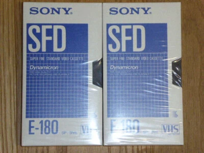 Nagelneue 2 x "SONY" VHS E-180 SFD Dynamicron Leerkassetten Videokassetten leer - Bild 1 von 2