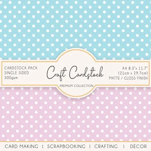 Polka Dot Wedding Scrapbook Card Making Patterned 300gsm A4 Craft Cardstock - Picture 1 of 8