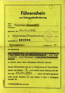 Führerschein zur Fahrtgastbeförderung 1989 - Bild 1 von 3