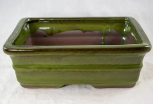 Rectangular Bonsai, Cactus & Succulent Pot 10"x 8"x 3.25" + Mesh - Moss Green  - Picture 1 of 4