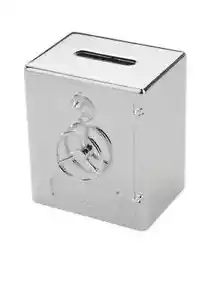 Spardose Safe Sparbüchse Tresor Banksafe versilbert Sparschwein Geldtresor - Bild 1 von 6