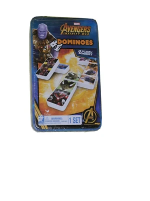 Dominoes 28 pcs Double Six Collector's Tin Set Marvel Avengers Infinity War new - Image 1 of 2