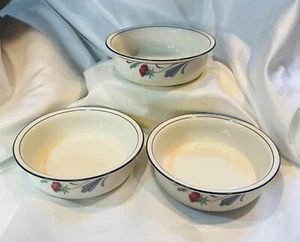 3 Lenox Chinastone Poppies On Blue Soup Cereal Bowls Floral Retired USA Made - Picture 1 of 3