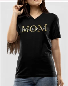 Custom Mom Shirt Personalized Mama V-Neck Tee with Kids Names Mother's Day Gift - Picture 1 of 3