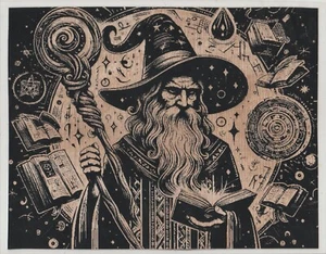 Wizard #1 GLOW IN THE DARK Scratchboard Art 8 x 10 - Picture 1 of 1
