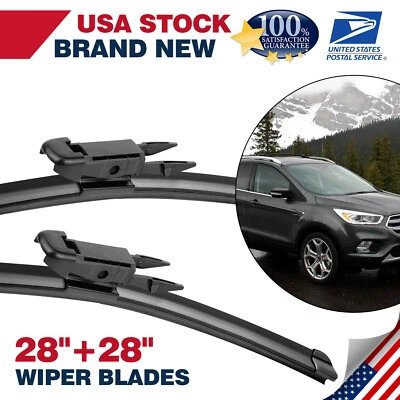 Front Windshield Wiper Blades Pair 28"+28" All Season For Ford Escape 2013-2019 - Image 1 of 4