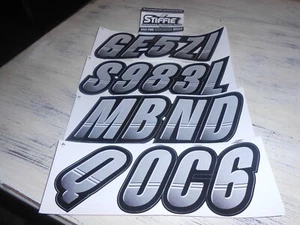 Stiffie Boat PWC 3" Registration Decals 4 Sets Silver Carbon A-Z 0-9 - Bild 1 von 2