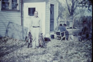 Vintage 1946 35mm Red Border Kodachrome Slide Man Duck Hunting - Picture 1 of 1