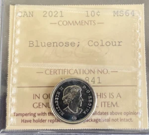 Canada - 10 Cents - 2021 - Bluenose ; Colour - ICCS Certified - MS-64 - Picture 1 of 3