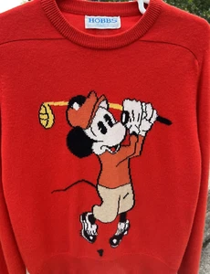 HOBBS Paris Red Mickey Mouse Golfing 100 % reiner Kaschmirpullover XL Pullover SELTEN - Bild 1 von 8