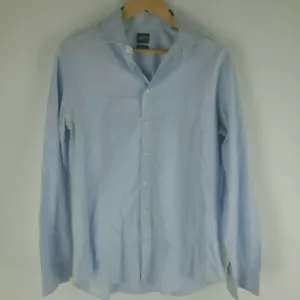 Armani collezioni mens slim fit button up shirt blue check long sleeve sz 42 - Picture 1 of 5