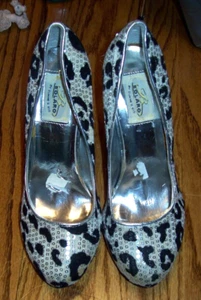 Leopardenmuster Animal Print Pailletten Stiletto High Heels Gr. 6,5 Bolaro von Summer Rio - Bild 1 von 5