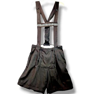 Oktoberfest German Lederhosen Custom Made cotone nero 30"x7,5 costume bavarese - Foto 1 di 12