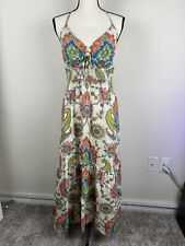 Anthropologie Ranna Gill Sz XL Linen Blend Paisley Floral Boho Print Midi Dress