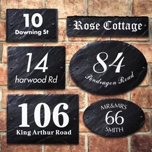 Personalised Rustic Slate Plaque House Sign Door Number Road Name UV Printed - Picture 1 of 12